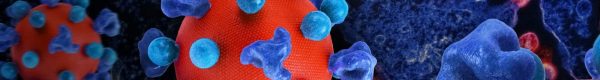 a group of blue and red balls on a black surface
